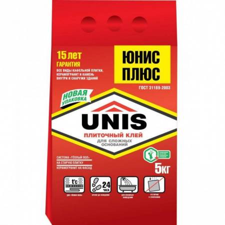 Юнис Плюс 5кг клей плиточный